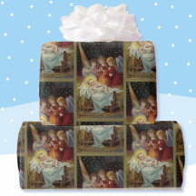 Bébé Jésus 3 Anges Reproduction de la carte Vintag