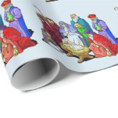 Papier Cadeau Bébé Jésus dans Manger (Coin rond)