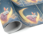 Papier Cadeau Bébé Lapin Dormir Sur La Lune Crescent (Coin rond)