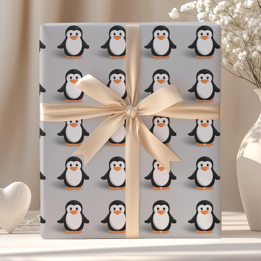 Papier Cadeau Bébé manchot mignon