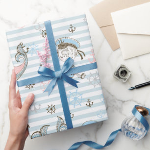 Papier Cadeau Bébé Marin Bleu