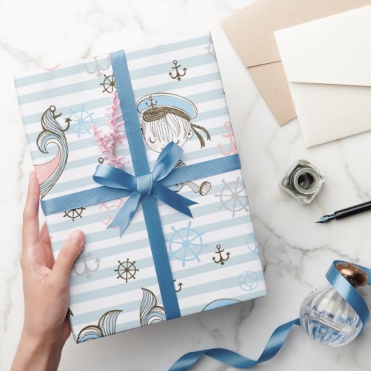 Papier Cadeau Bébé Marin Bleu (Cadeaux)
