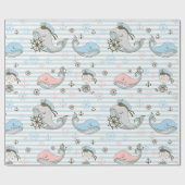 Papier Cadeau Bébé Marin Bleu (Plat)