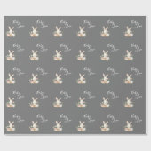 Papier Cadeau Bébé mignon Amour Script Lapin Gris Douche lapin (Plat)