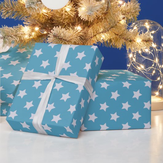 Papier Cadeau Bébé mignon bleu étoile gris clair Répéter Motif (Vacances)