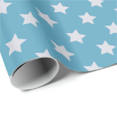 Papier Cadeau Bébé mignon bleu étoile gris clair Répéter Motif (Coin rond)