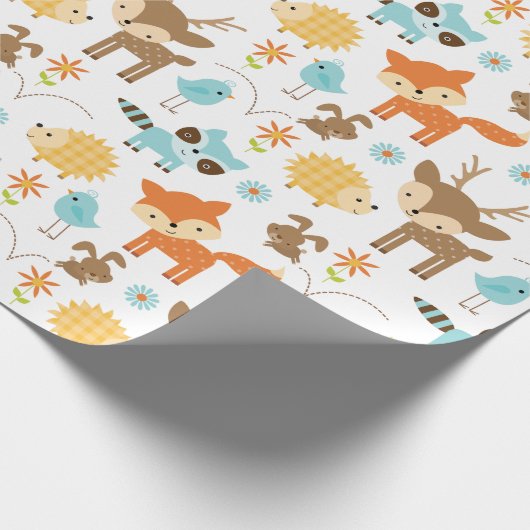 Papier Cadeau Bébé mignon Bois Animaux Enveloppement Papier (Coin)
