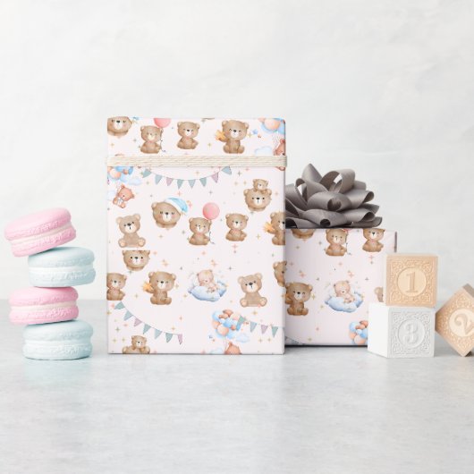 Papier Cadeau Bébé mignon Brown (Baby Shower)