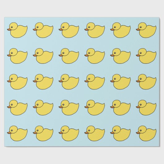 Papier Cadeau Bébé mignon Canards Jaunes Ducky Duckie Papier d'e (Plat)