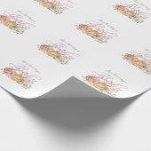 Papier Cadeau Bébé mignon cerf dormant dans les fleurs (Coin)