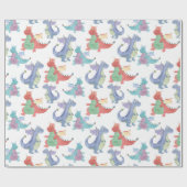Papier Cadeau Bébé mignon Dragons Joyeux Danser Drôle Enfants Ca (Plat)