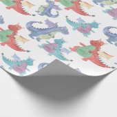 Papier Cadeau Bébé mignon Dragons Joyeux Danser Drôle Enfants Ca (Coin)