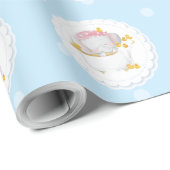 Papier Cadeau Bébé mignon Eléphant Anniversaire (Coin rond)