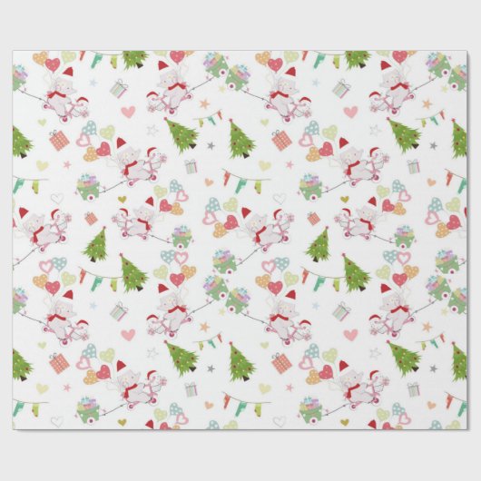 Papier Cadeau Bébé mignon éléphant et lapin Motif (Plat)