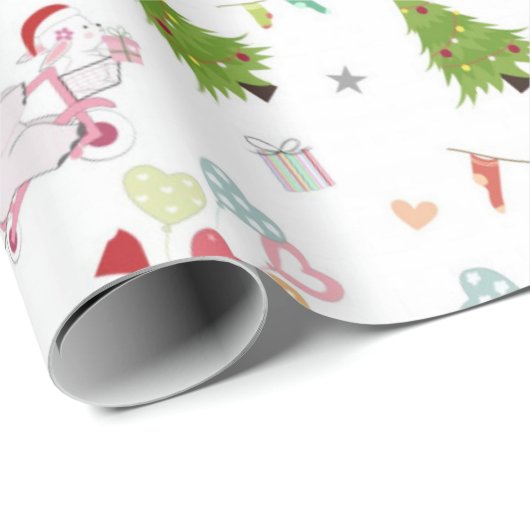 Papier Cadeau Bébé mignon éléphant et lapin Motif (Coin rond)