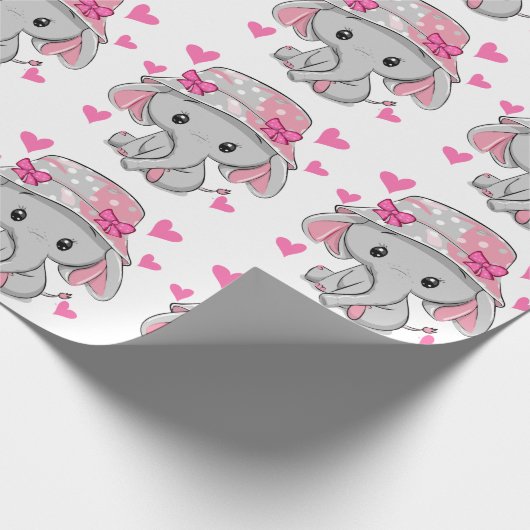 Papier Cadeau Bébé mignon Eléphant fille (Coin)