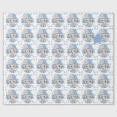 Papier Cadeau Bébé mignon éléphant garçon  (Plat)