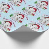 Papier Cadeau Bébé mignon éléphant Joyeux Noël bleu (Coin)