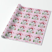 Papier Cadeau Bébé mignon éléphant Joyeux Noël rose (Déroulé)