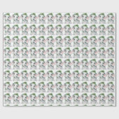 Papier Cadeau Bébé mignon Eléphant Pine Bough Motif de Noël (Plat)