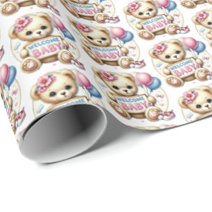 Papier Cadeau Bébé mignon filles accueil bébé