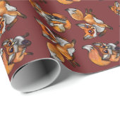 Papier Cadeau Bébé mignon Fox Motif Imprimer (Coin rond)