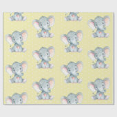 Papier Cadeau Bébé mignon jaune et gris (Plat)