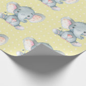 Papier Cadeau Bébé mignon jaune et gris (Coin)