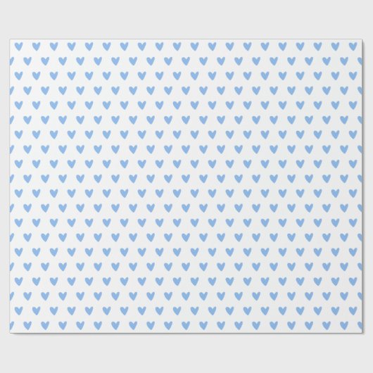 Papier Cadeau Bébé mignon Motif Coeurs Bleus (Plat)