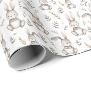 Papier Cadeau Bébé mignon Neutre Gris Gris Neutre Bébé