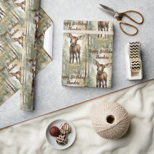 Papier Cadeau Bébé mignon orignal Anniversaire personnalisé (Artisanat)