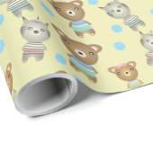 Papier Cadeau Bébé mignon Ours Et Zèbre (Coin rond)