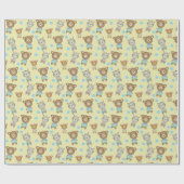 Papier Cadeau Bébé mignon Ours Et Zèbre (Plat)