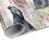 Papier Cadeau Bébé mignon ours fille Anniversaire personnalisé (Coin rond)