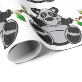Papier Cadeau Bébé mignon Panda mangeant du bambou (Coin rond)