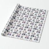 Papier Cadeau Bébé mignon Panda ours Motif blanc (Déroulé)