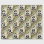 Papier Cadeau Bébé mignon Raccoon C'est un garçon (Plat)