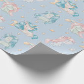 Papier Cadeau Bébé mignon Unicorn rose bleu pastel Nursery Child (Coin)