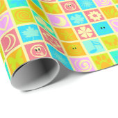 Papier Cadeau Bébé Motif coloré amusant (Coin rond)