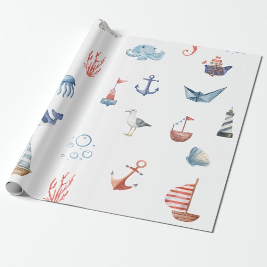 Papier Cadeau Bébé Nautique (Déroulé)