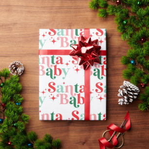 Papier Cadeau Bébé Noël de Noël police rétro colorée