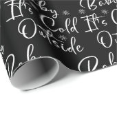 Papier Cadeau Bébé noir et blanc Il fait froid dehors Noël (Coin rond)