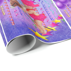 Papier Cadeau Bébé Occidental Cowgirl Sur Bâton Cheval Enveloppe