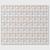 Papier Cadeau Bébé Ours Dormir Sur Une Lune (Plat)