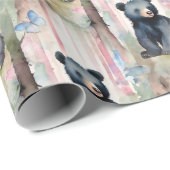 Papier Cadeau Bébé ours fille (Coin rond)