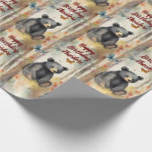 Papier Cadeau Bébé Ours personnalisé Neutre Anniversaire (Coin)