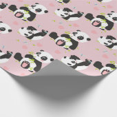 Papier Cadeau Bébé Panda Ours Coeurs roses (Coin)