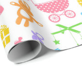 Papier Cadeau Bébé Pastel Coloré (Coin rond)