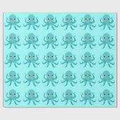 Papier Cadeau Bébé pieuvre mignon (Plat)