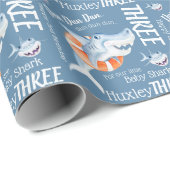 Papier Cadeau Bébé requin art de l'aquarelle personnalisé de 3e  (Coin rond)